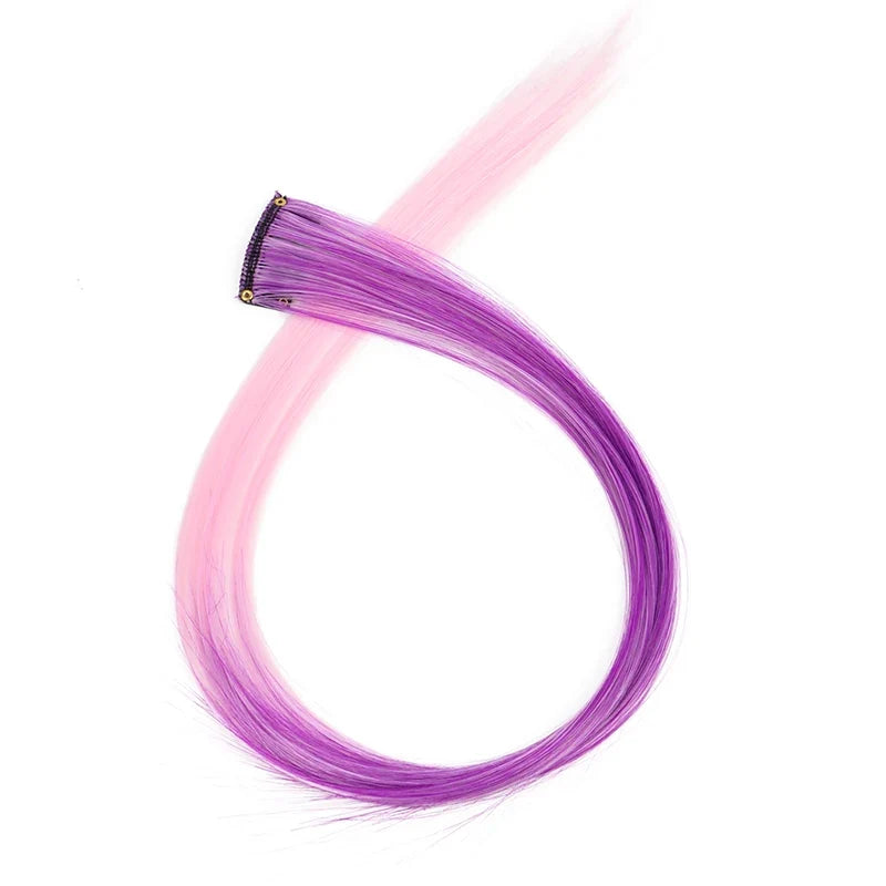 22-Inch Clip-In Synthetic Hair Extensions – Rainbow Colors