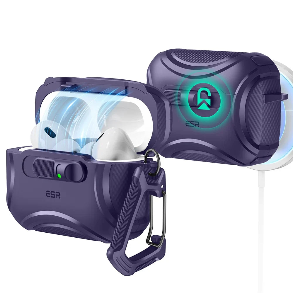ESR AirPods Pro Case – Heavy-Duty Drop Protection with Carabiner Clip