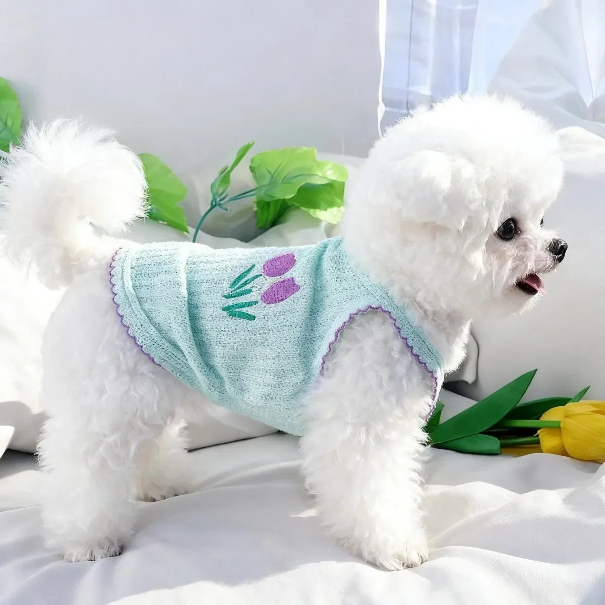 Floral Embroidered Summer Suspender Vest for Small & Medium Dogs & Cats