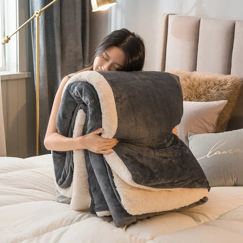 Winter Throw Blanket Double-Sided Sherpa Fleece Warm Bed Blanket