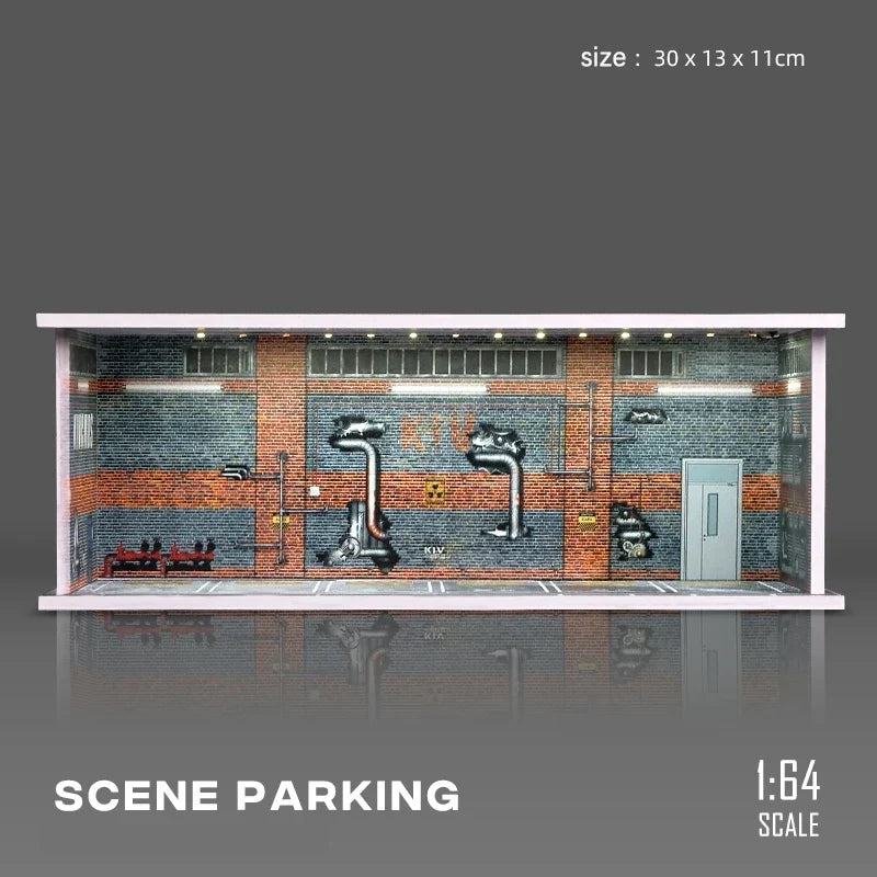 1:64 Scale Parking Garage Scene Model with LED Lights