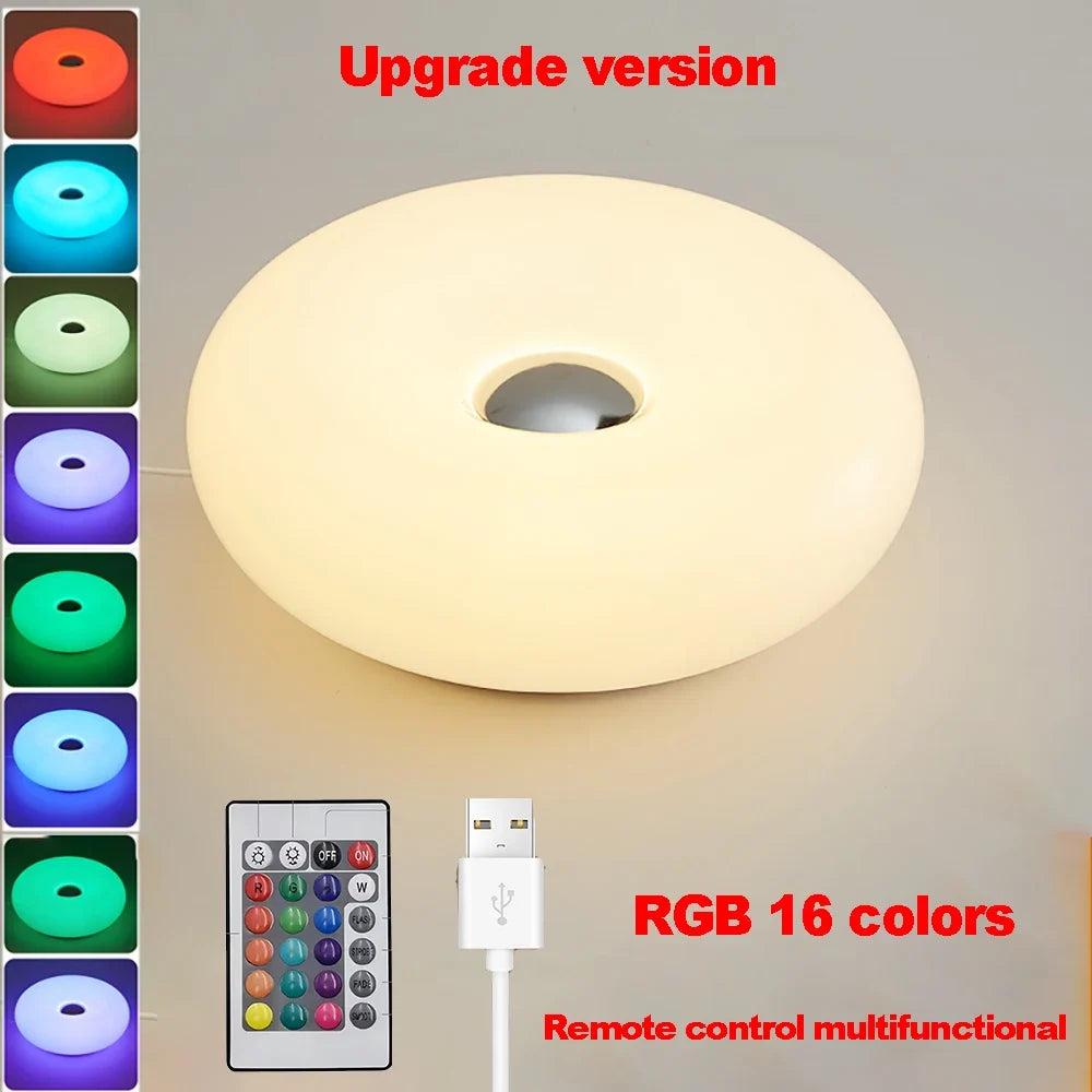Donut Table Lamp – Touch Dimmable RGB Ambient Light USB