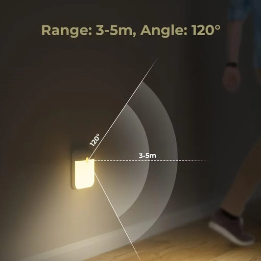 Motion Sensor LED Night Light – USB Rechargeable Square Lamp