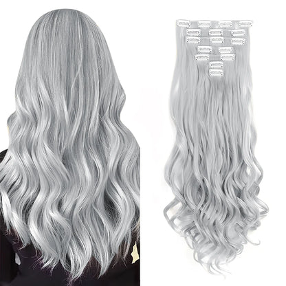 22 Inch Curly Wavy Clip In Hair Extensions 7PCS