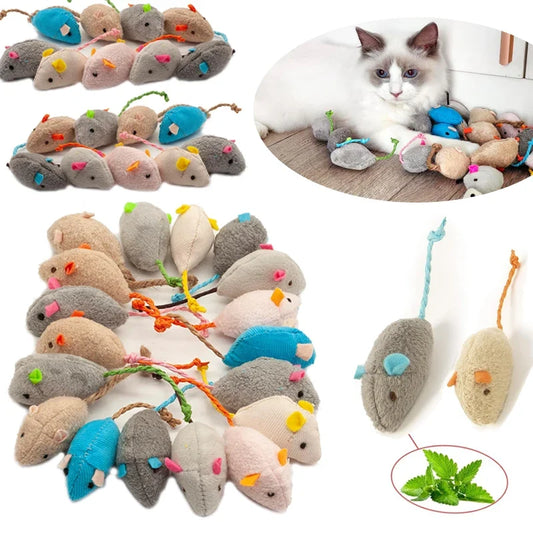 3 200pcs Rattle Cat Mouse Toys Also Prefilled Catnip Faux Fur Mice Interactive Game Indoor Cats Toy