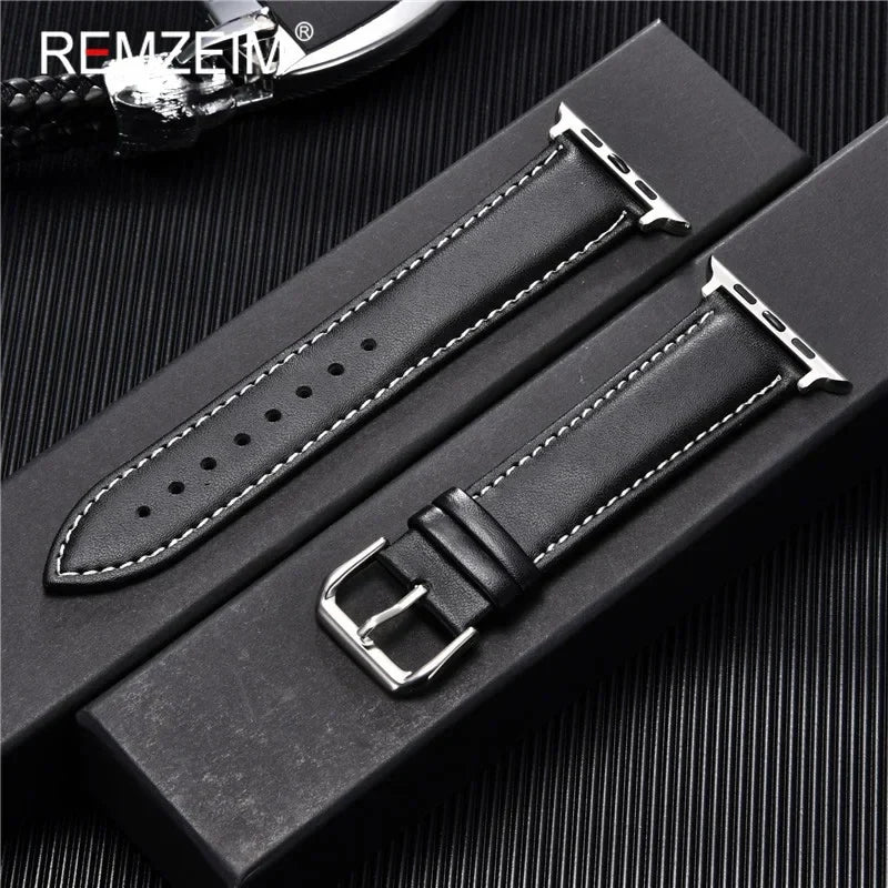 Men’s PU Leather Business Strap for Apple Watch, 38–49mm