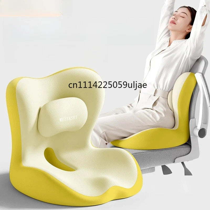 Ergonomic Waist Support Seat Cushion Breathable Back Integrated Lumbar Office Long Sitting