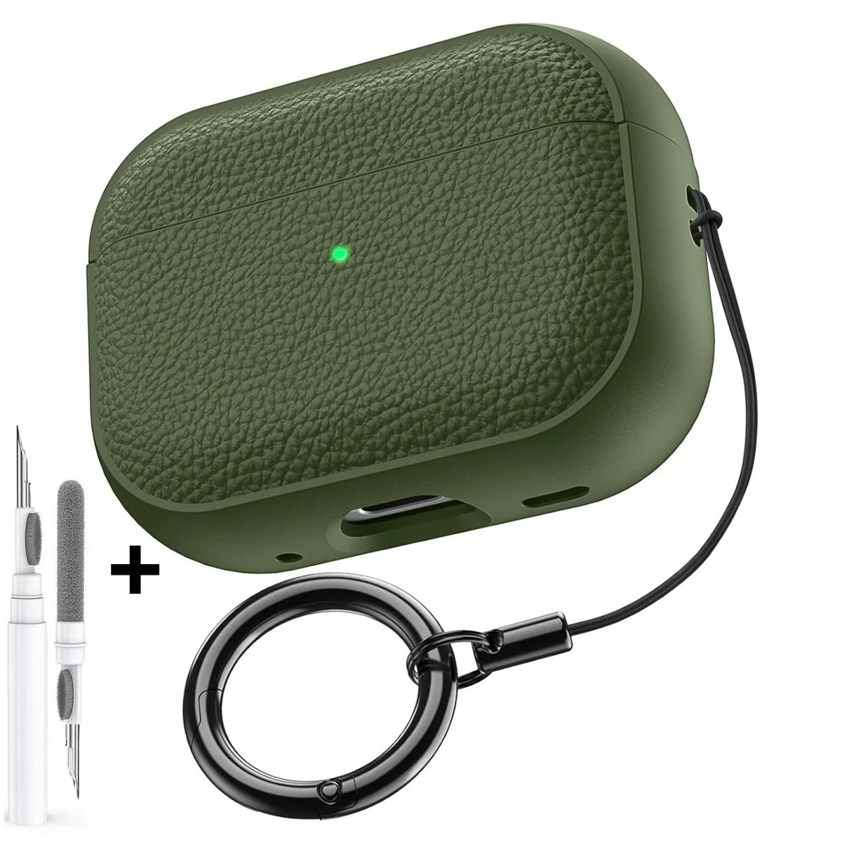 AirPods Case Leather Pattern TPU Cover with Keychain