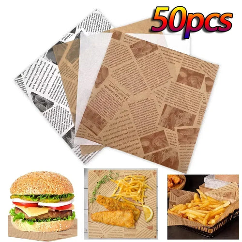 Food Wrapping Paper Sheets – Oil-Proof Baking & Burger Liner (50pcs)