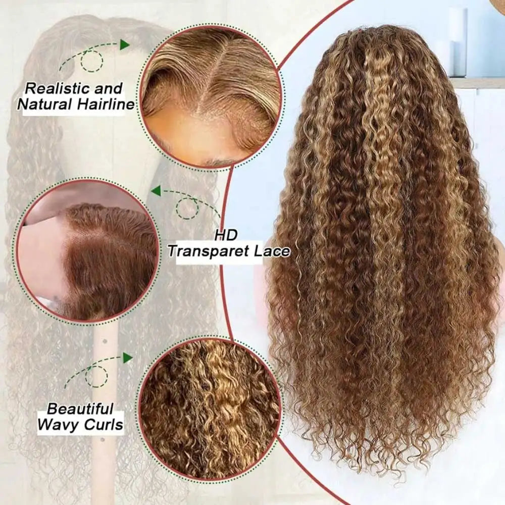 13x4 Highlighted Deep Wave Human Hair Lace Wig – HD Glueless