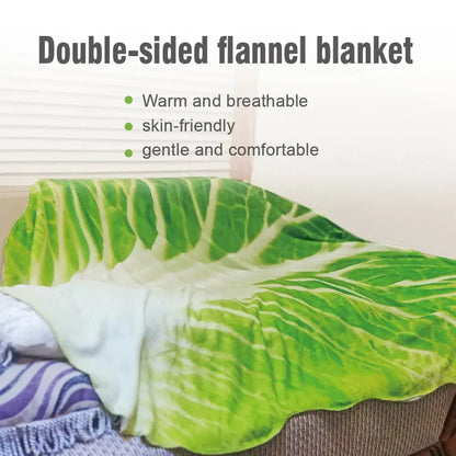 Double-Sided Flannel Cabbage Pattern Home Sofa Blanket Soft Creative Design Warm Throw Living Room