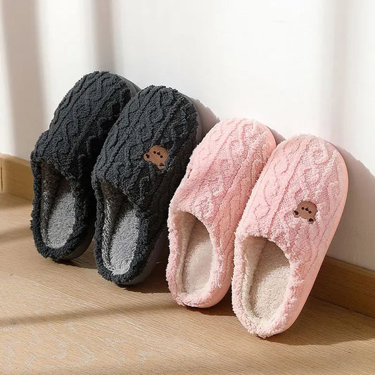 Fluffy Bear Cotton Slippers for Women & Men