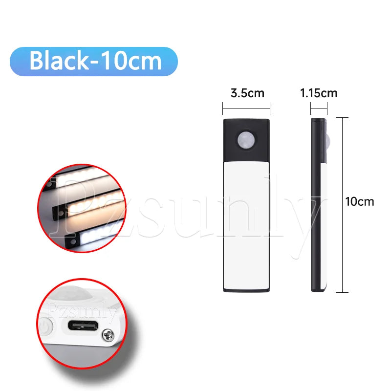 Motion Sensor LED Night Light – USB-C Rechargeable, 3 Color Modes, Stepless Dimming