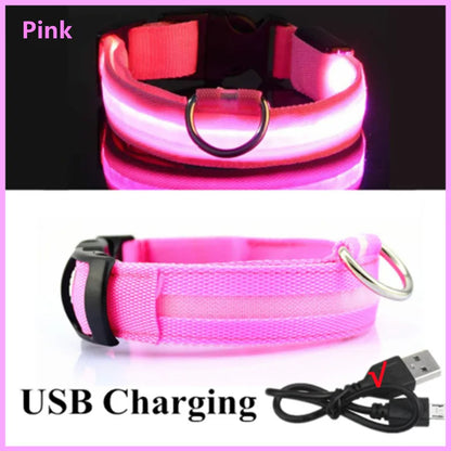 LED Dog Collar USB Rechargeable Glowing Safety Collar