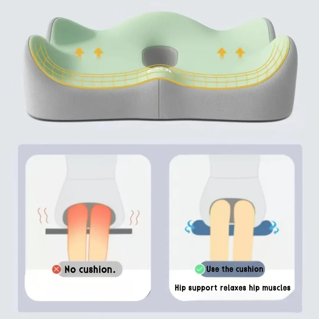 3D Ergonomic Memory Foam Seat Cushion – Washable Office Chair Pad