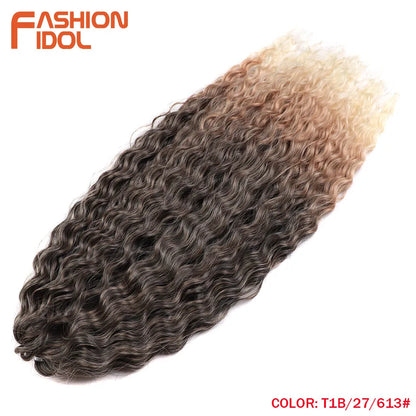 24 Inch Water Wave Crochet Braiding Hair – Synthetic Twist Curly Ombre Extensions