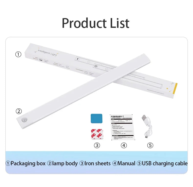 Motion Sensor LED Night Light – USB-C Rechargeable, 3 Color Modes, Stepless Dimming