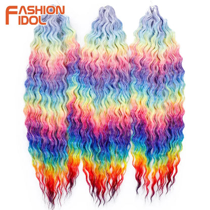 24 Inch Water Wave Crochet Braiding Hair – Synthetic Twist Curly Ombre Extensions