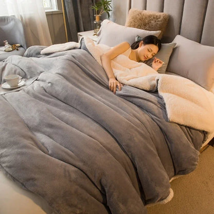 Winter Throw Blanket Double-Sided Sherpa Fleece Warm Bed Blanket