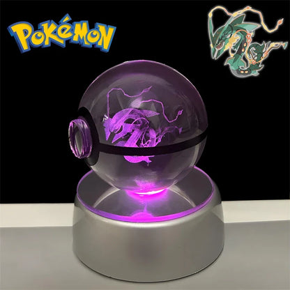 Pokemon 3D Crystal Poke Ball Night Light with LED Base