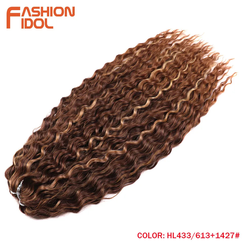 24 Inch Water Wave Crochet Braiding Hair – Synthetic Twist Curly Ombre Extensions