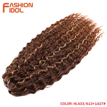 24 Inch Water Wave Crochet Braiding Hair – Synthetic Twist Curly Ombre Extensions