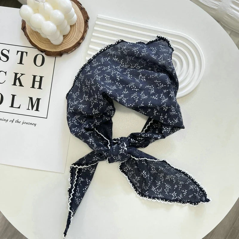 Floral Triangle Bandana Scarf – Women's Hair Head Wrap & Neck Tie