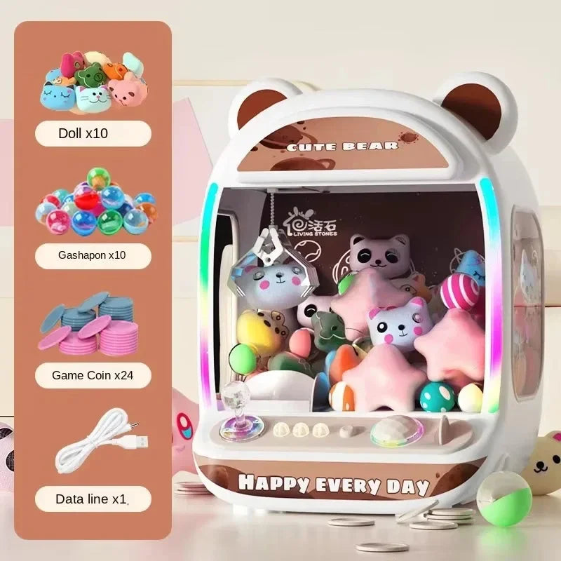 Diy Automatic Doll Machine Kids Coin Operated Play Game Mini Claw Catch Toys Crane Machines Music