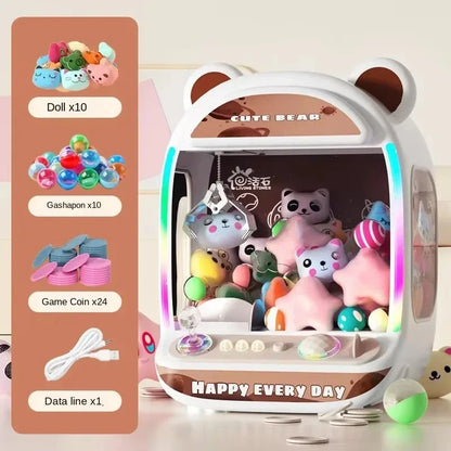 Diy Automatic Doll Machine Kids Coin Operated Play Game Mini Claw Catch Toys Crane Machines Music