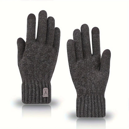 Men’s Thermal Wool Knitted Gloves, Touchscreen & Non-Slip for Winter Activities