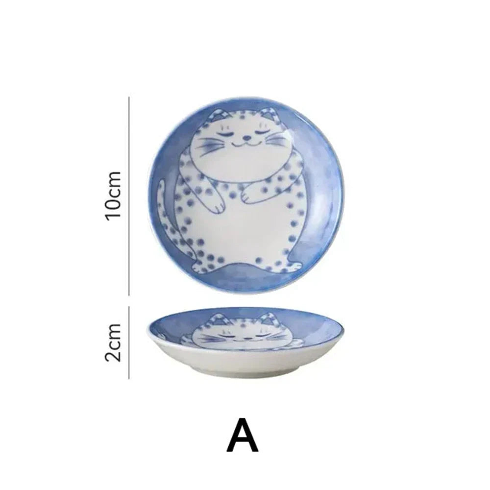 Lucky Cat Ceramic Sauce Dish – Cute Cartoon Sushi Plate