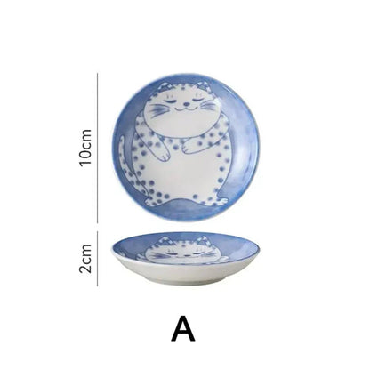 Lucky Cat Ceramic Sauce Dish – Cute Cartoon Sushi Plate