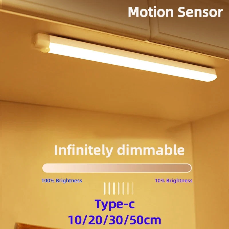 Motion Sensor LED Light Bar – USB-C Rechargeable, 3 Color Modes