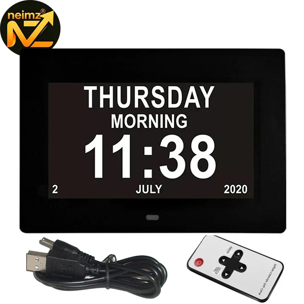 Digital Day Clock for Seniors – 12 Alarms & Medicine Reminder