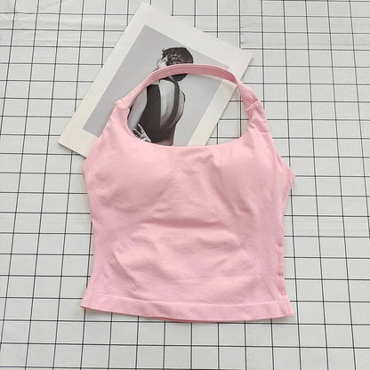 Women's Padded Halter Neck Backless Sports Top