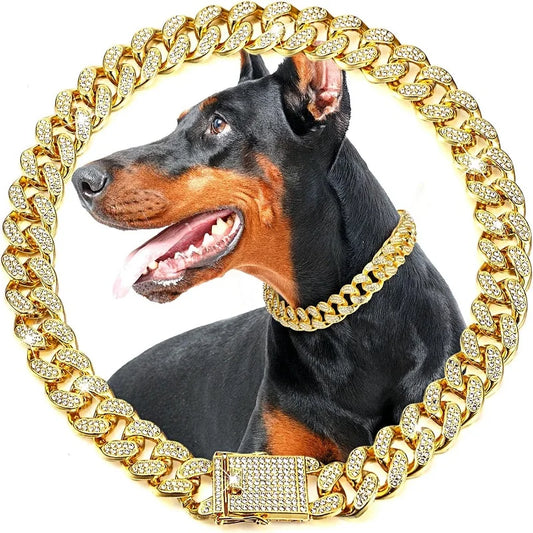 Dog Chain Collar Luxury Gold Pet Metal Small Medium Large Dogs Cats Jewelry Necklace Accessorie