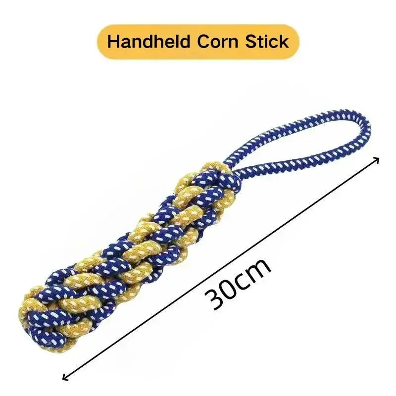 Plant-Dyed Cotton Rope Dog Chew Toy Carrot Corn Stick Dumbbell Shaped - Teeth Cleaning