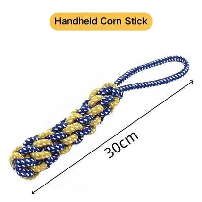 Plant-Dyed Cotton Rope Dog Chew Toy Carrot Corn Stick Dumbbell Shaped - Teeth Cleaning
