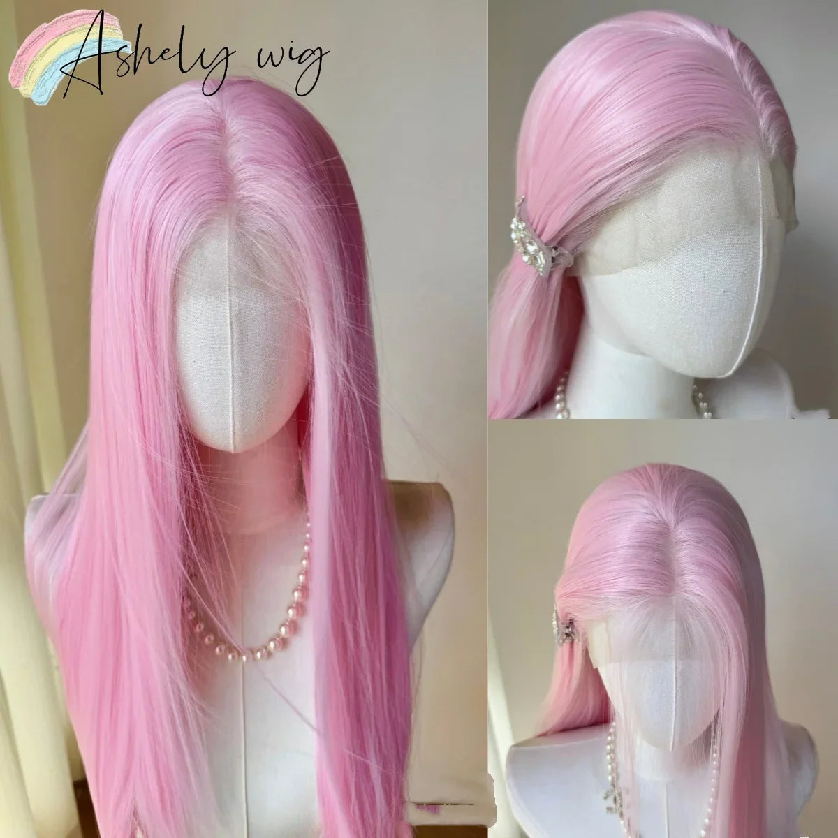 13x4 Lace Front Synthetic Wig – Long Straight 26 Inch, Heat Resistant