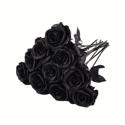 Artificial Black Roses with Long Stem – Fake Flowers for Home & Event Decor