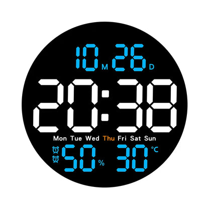 10-Inch Remote Control LED Digital Wall Clock with Temperature & Humidity