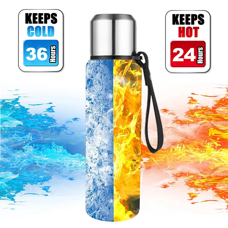Stainless Steel Vacuum Thermos Bottle – Large Capacity Insulated Flask with Carry Bag