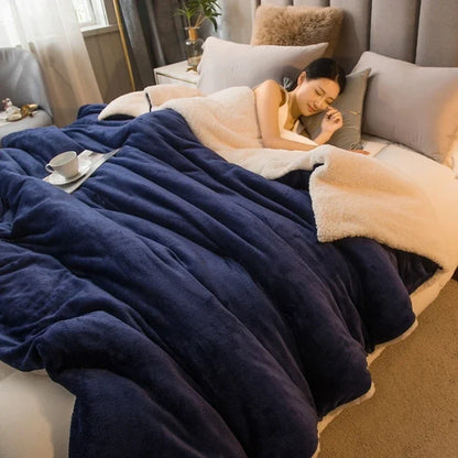 Winter Throw Blanket Double-Sided Sherpa Fleece Warm Bed Blanket