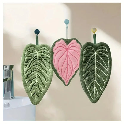 Leaf-Shaped Hand Towel – Absorbent Quick-Dry with Hanging Loop