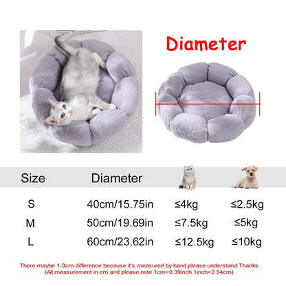 40-90cm 6 Sizes Round Pet Bed Large Dog Super Soft Cat Plush House Medium Winter Warm Sleeping
