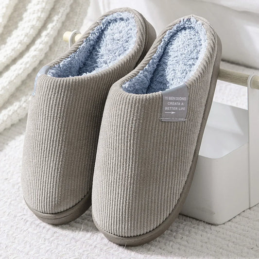 Plush Indoor Slippers for Women & Men – Anti-Slip Warm House Shoes