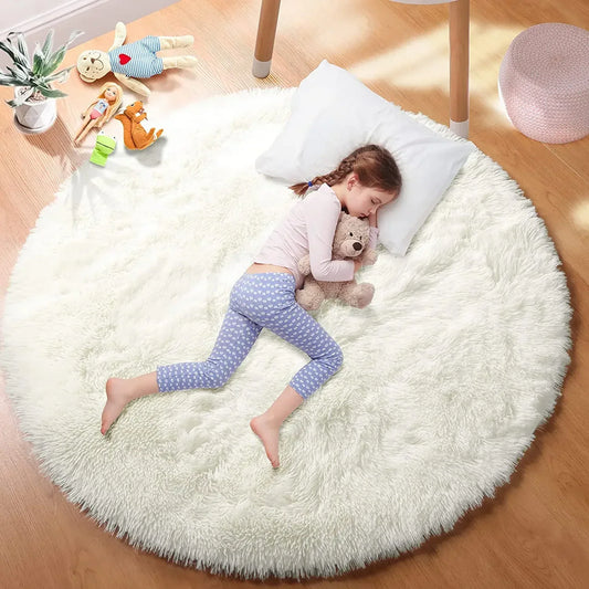 Fluffy Round Rug – Ultra-Soft Plush Mat for Bedroom & Living Room