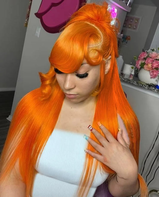 13x4/13x6 HD Lace Front Wig Ginger Orange Straight Human Hair