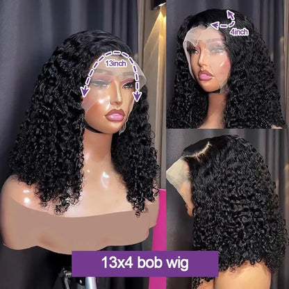 Deep Wave Short Bob Wig – 13x4 HD Lace Front Human Hair, 200% 250% Density