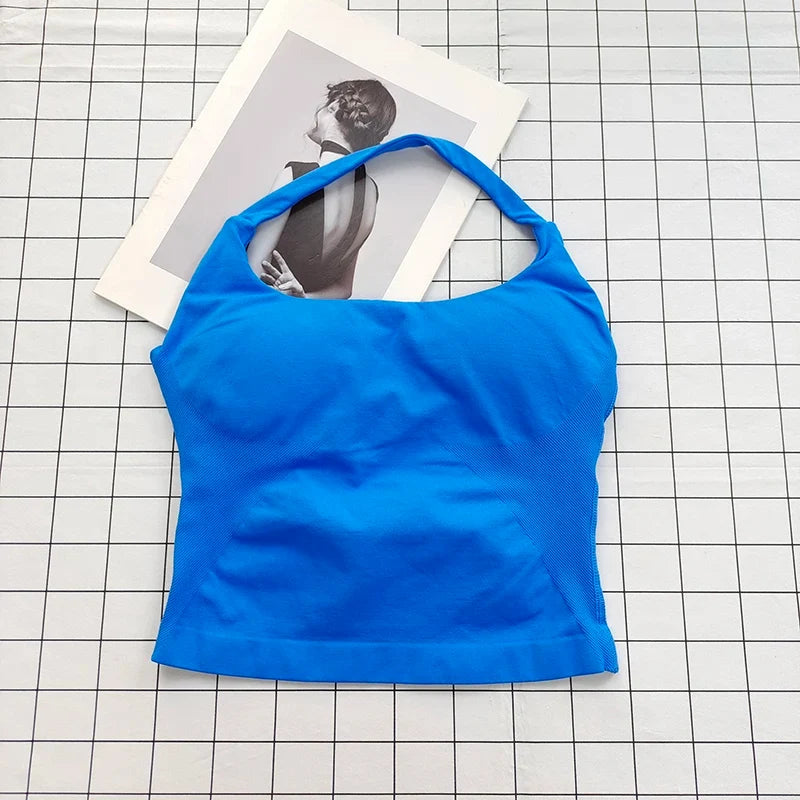 Women's Padded Halter Neck Backless Sports Top